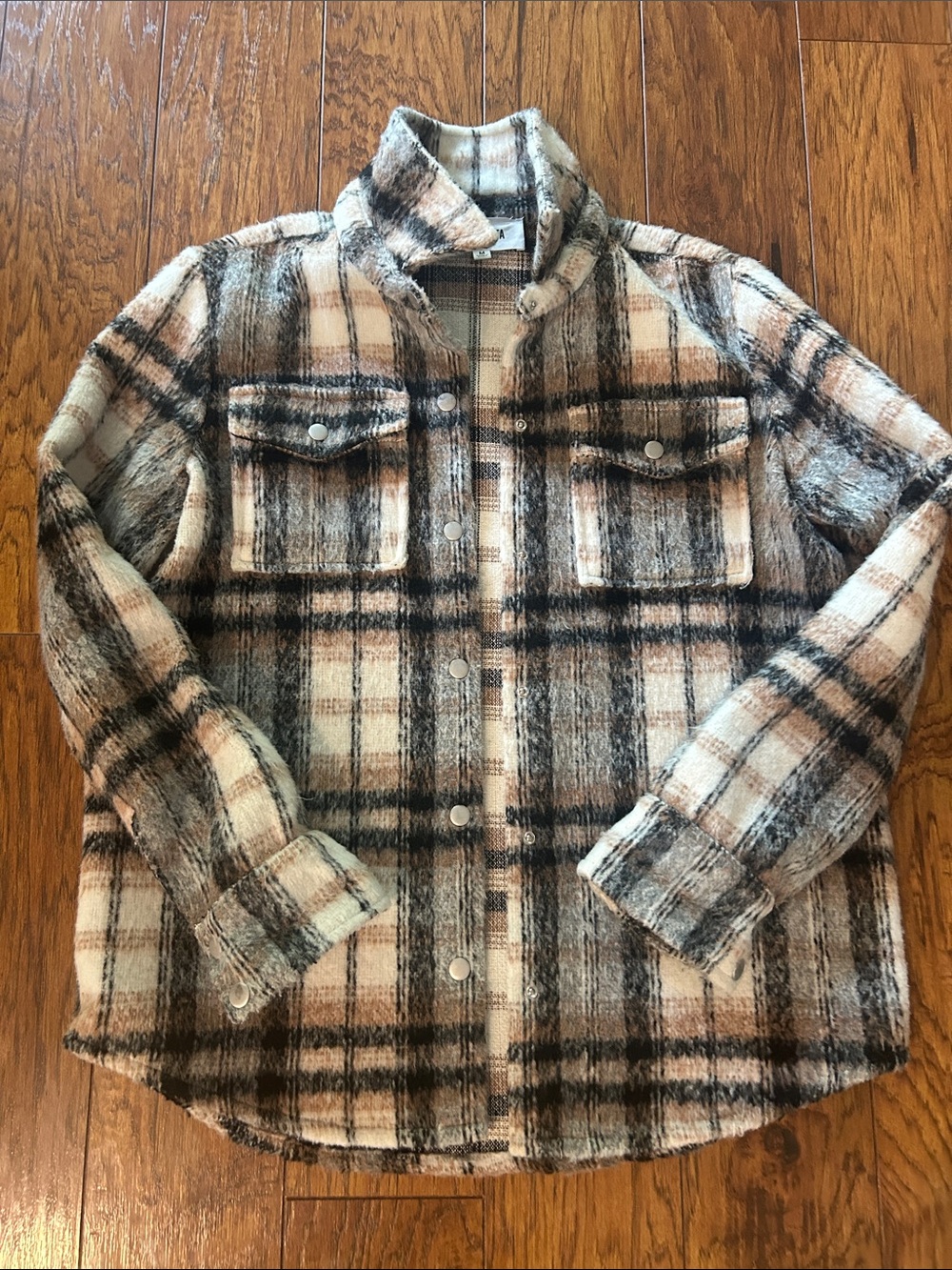 BB Dakota Plaid Shacket Jacket - Cream & Brown -women’s shacket